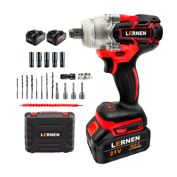 Llave De Impacto + 2 Baterías/Maletín/Accesorios Rojo Lernen